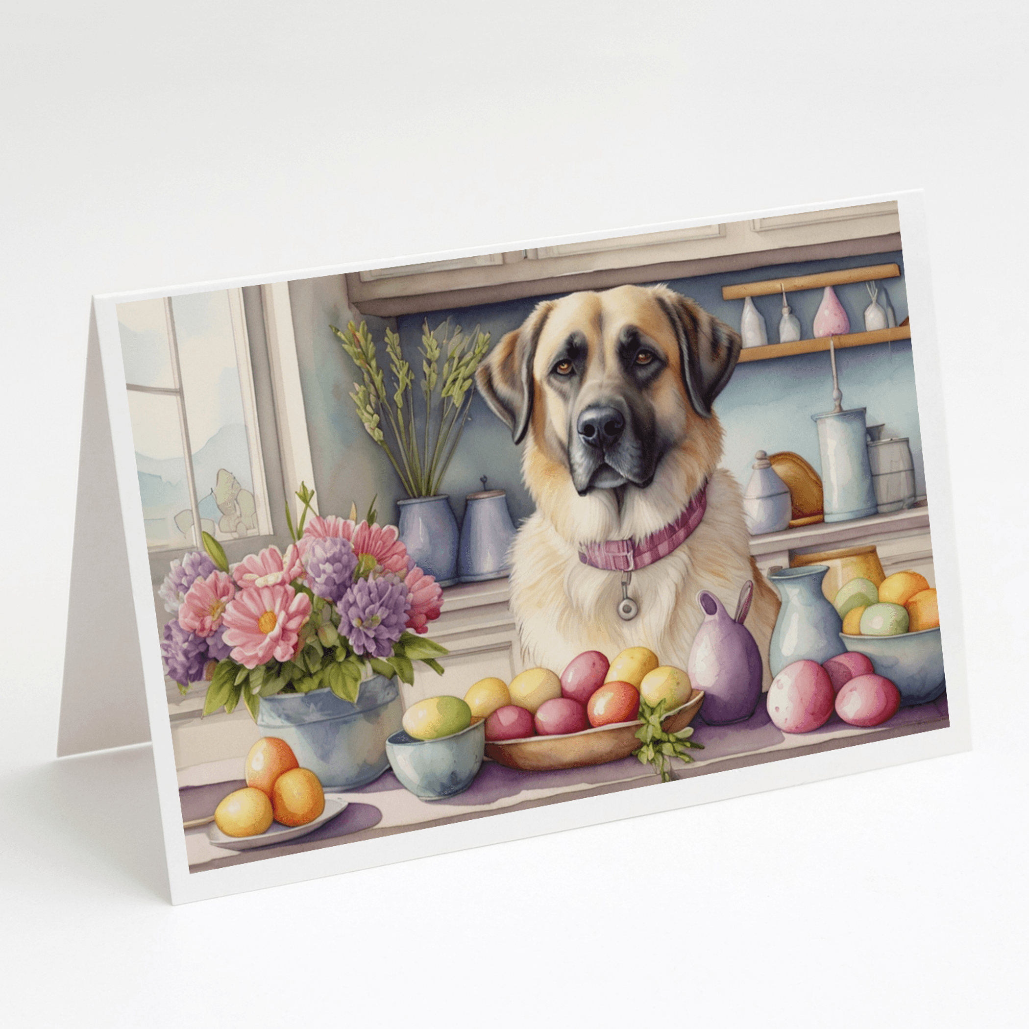 Decorating Easter Anatolian Shepherd Dog Greeting Cards Pack of 8 Caroline's Treasures