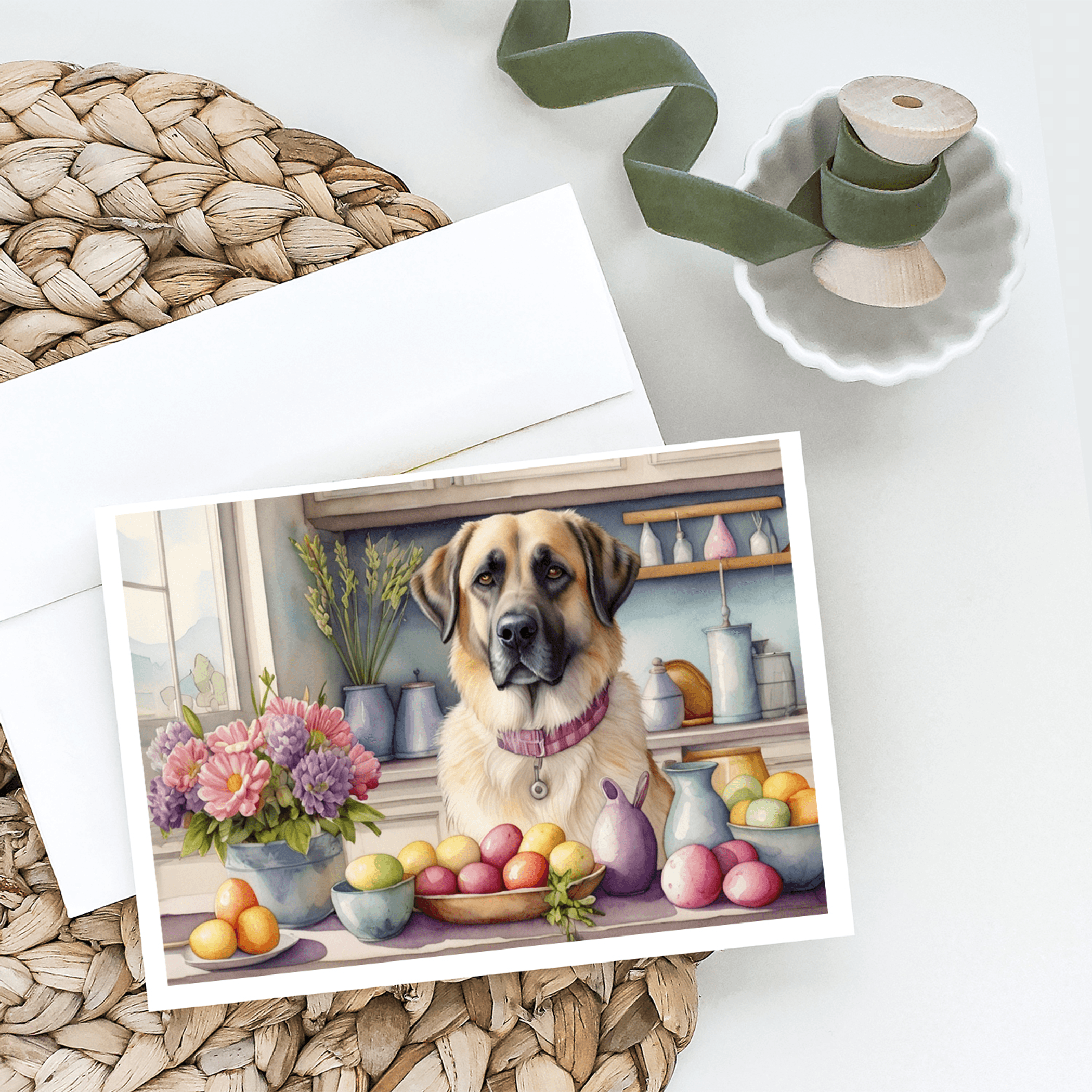 Decorating Easter Anatolian Shepherd Dog Greeting Cards Pack of 8 Caroline's Treasures