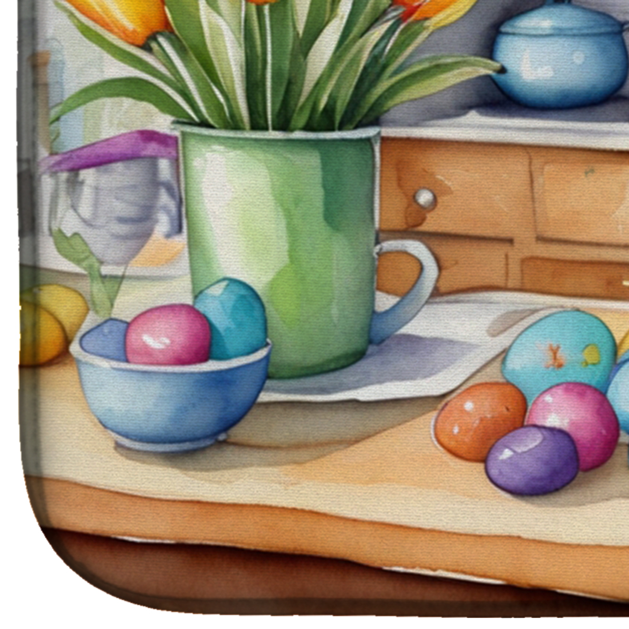 Decorating Easter Basset Hound Dish Drying Mat Caroline's Treasures