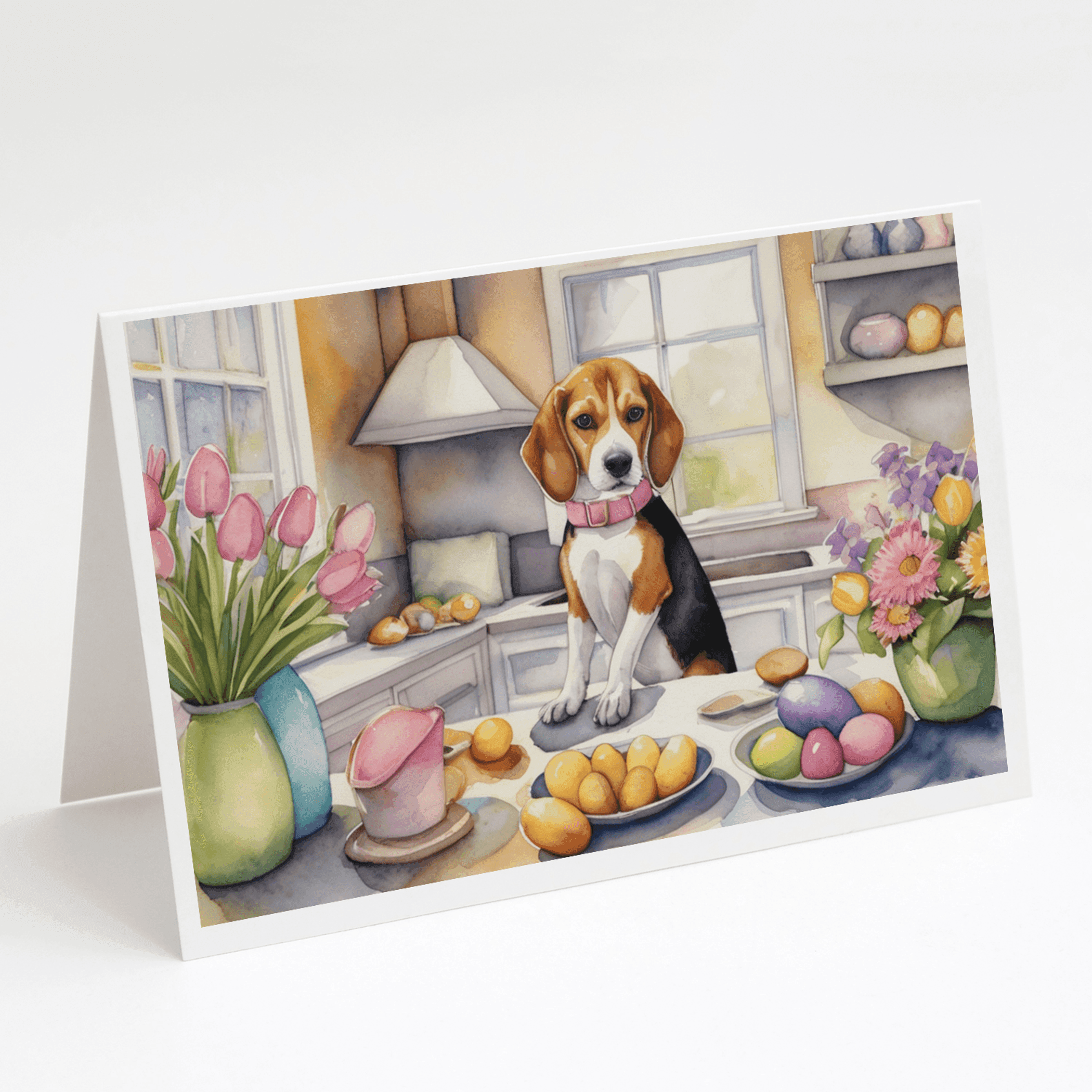 Decorating Easter Beagle Greeting Cards Pack of 8 Caroline's Treasures