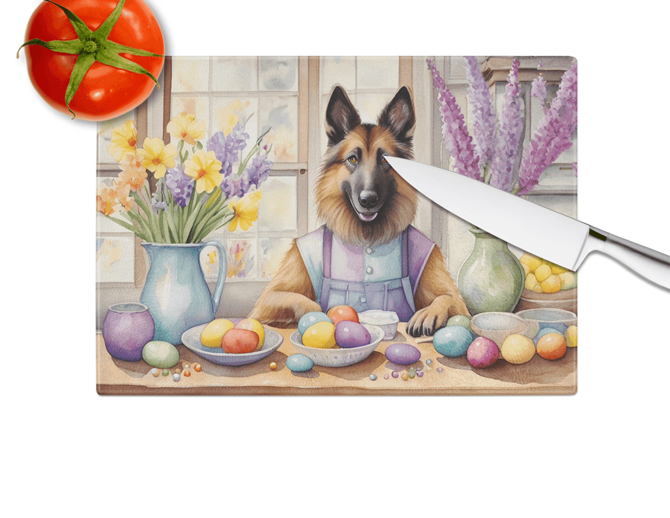Decorating Easter Belgian Tervuren Glass Cutting Board Caroline's Treasures