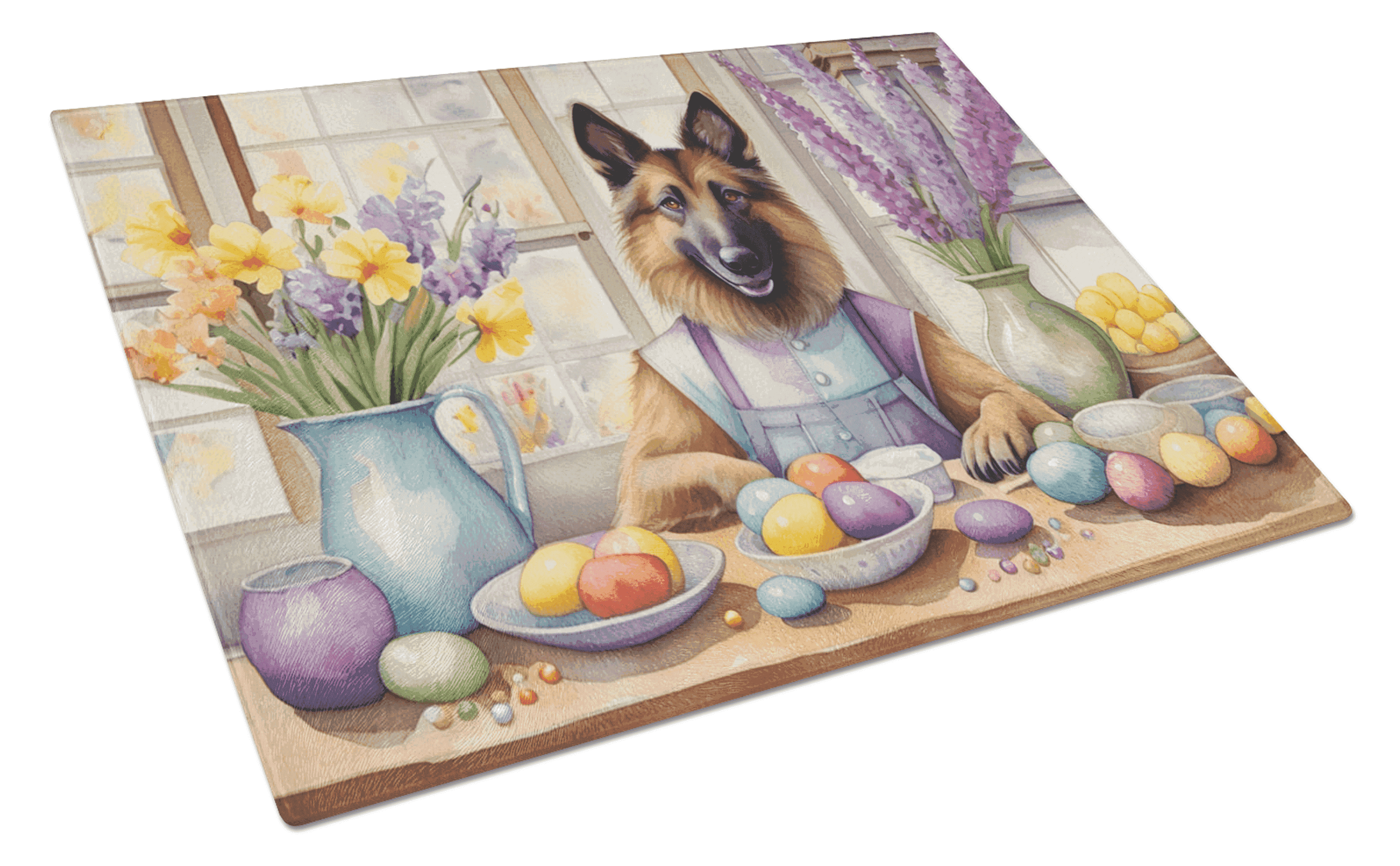 Decorating Easter Belgian Tervuren Glass Cutting Board Caroline's Treasures