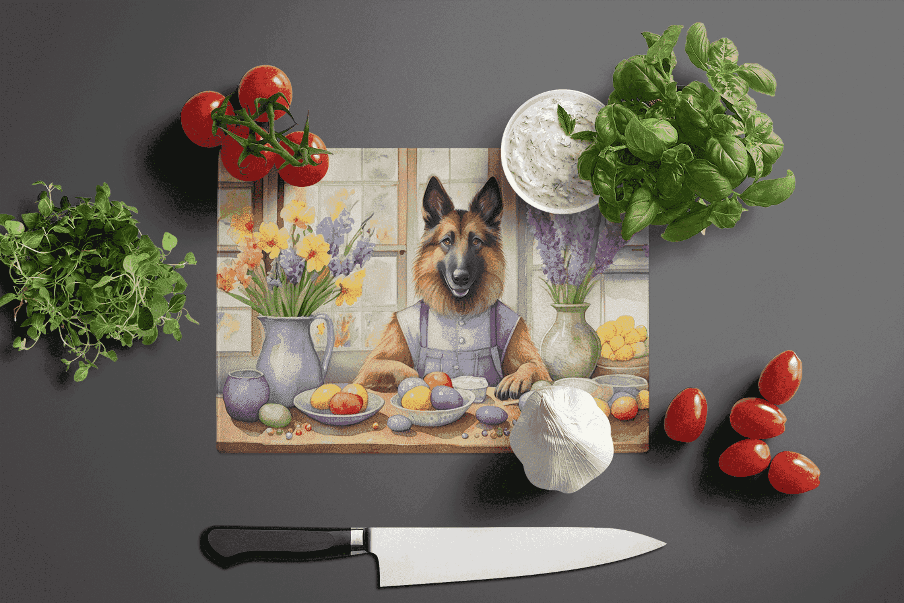 Decorating Easter Belgian Tervuren Glass Cutting Board Caroline's Treasures