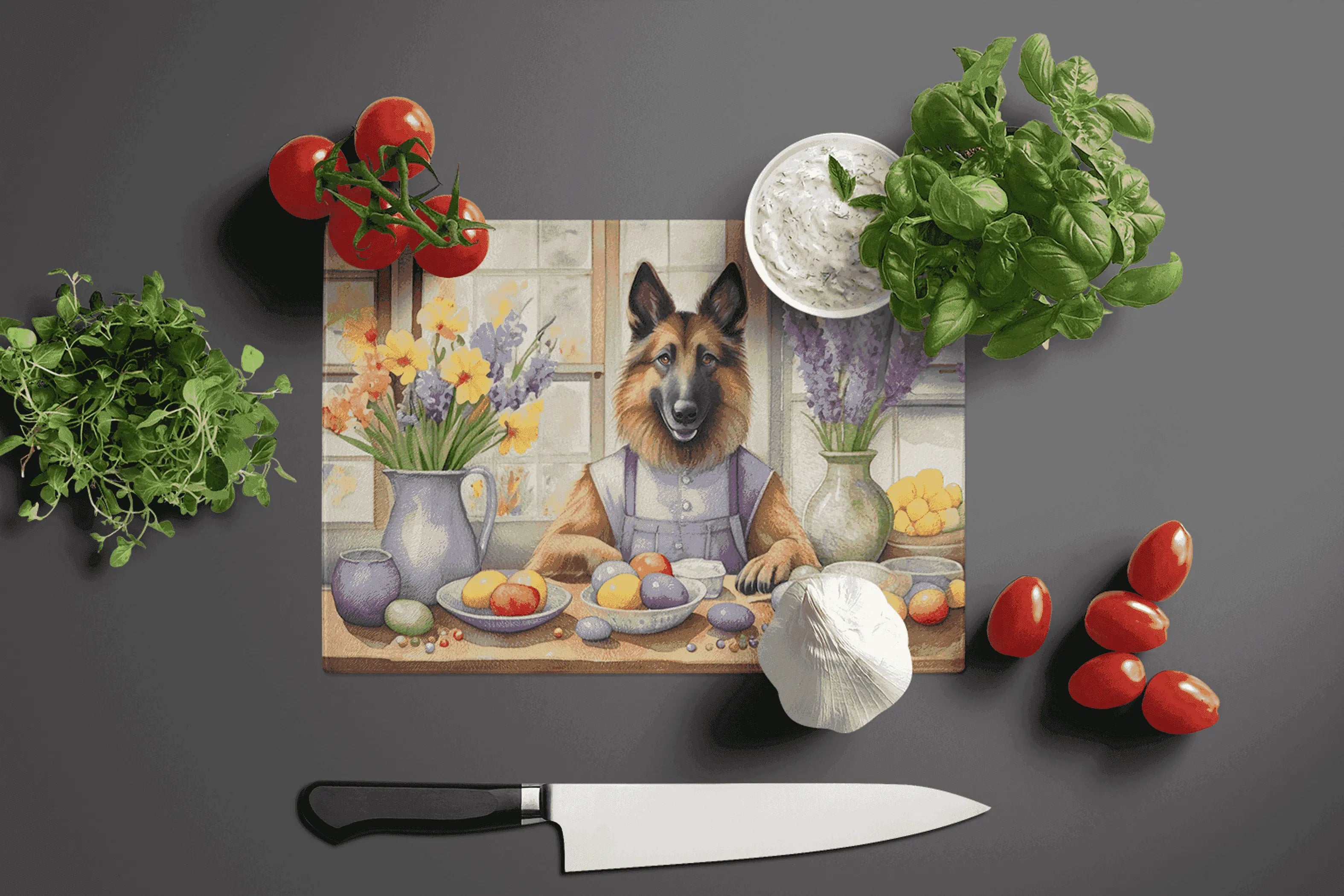 Decorating Easter Belgian Tervuren Glass Cutting Board Caroline's Treasures
