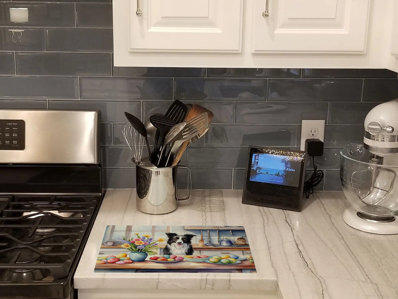 Decorating Easter Border Collie Glass Cutting Board Caroline's Treasures