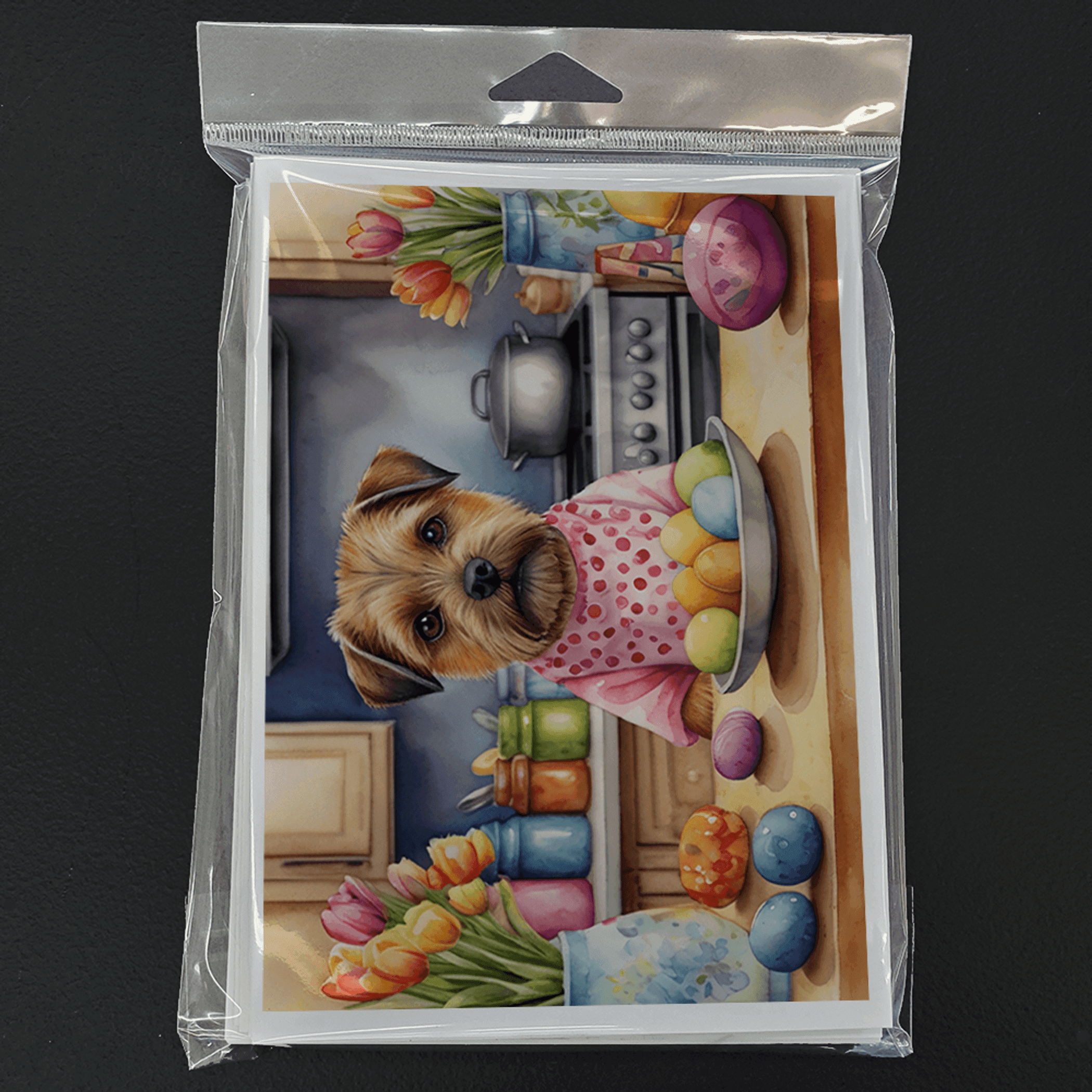 Decorating Easter Border Terrier Greeting Cards Pack of 8 Caroline's Treasures
