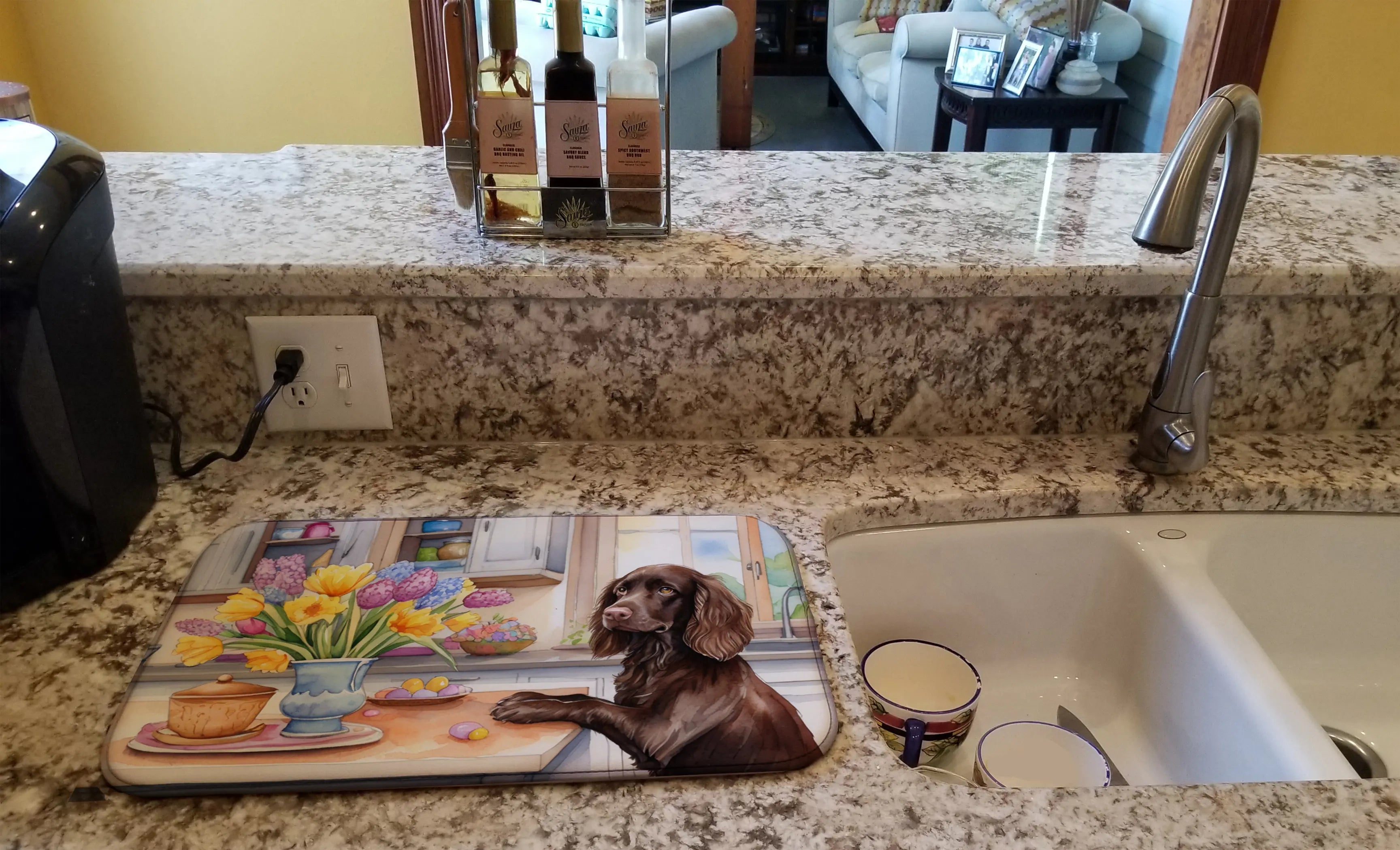 Decorating Easter Boykin Spaniel Dish Drying Mat Caroline's Treasures