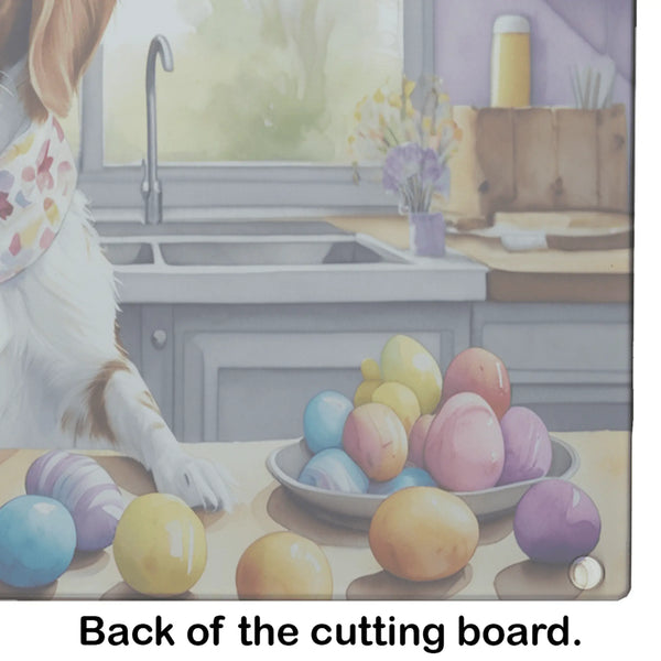 Decorating Easter Brittany Spaniel Glass Cutting Board Caroline's Treasures