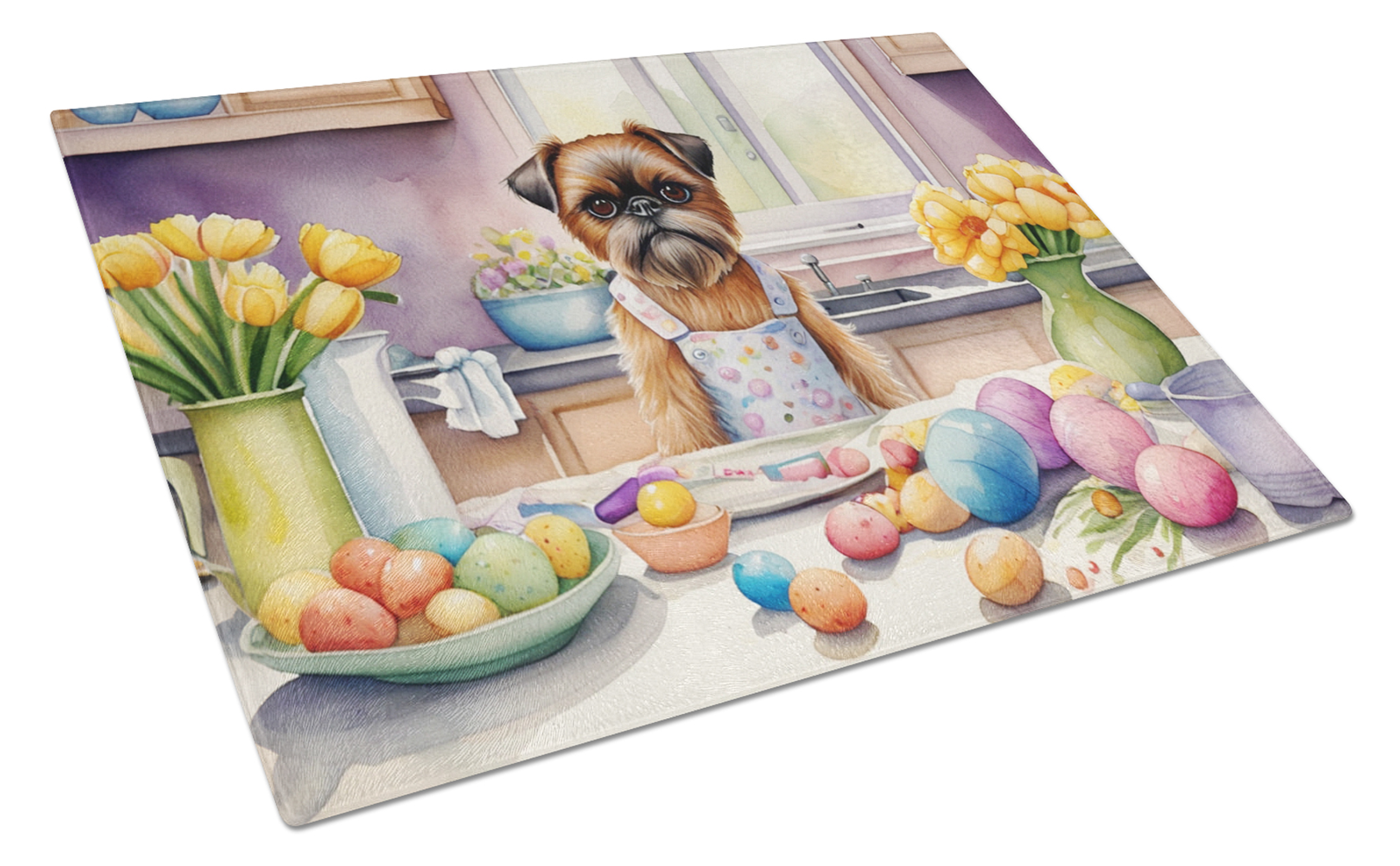 Decorating Easter Brussels Griffon Glass Cutting Board Caroline's Treasures