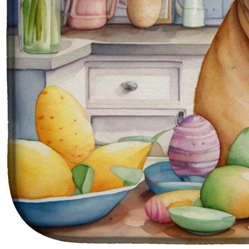 Decorating Easter Bullmastiff Dish Drying Mat Caroline's Treasures