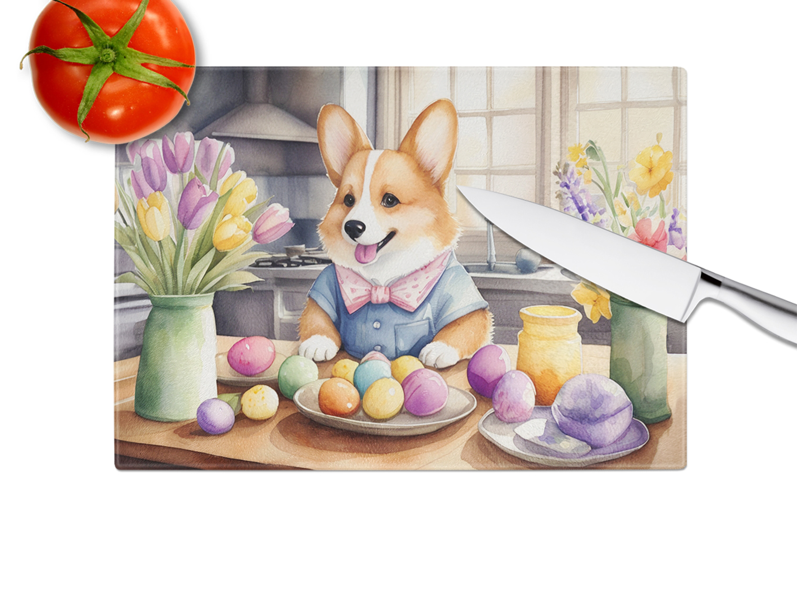 Decorating Easter Corgi Glass Cutting Board Caroline's Treasures
