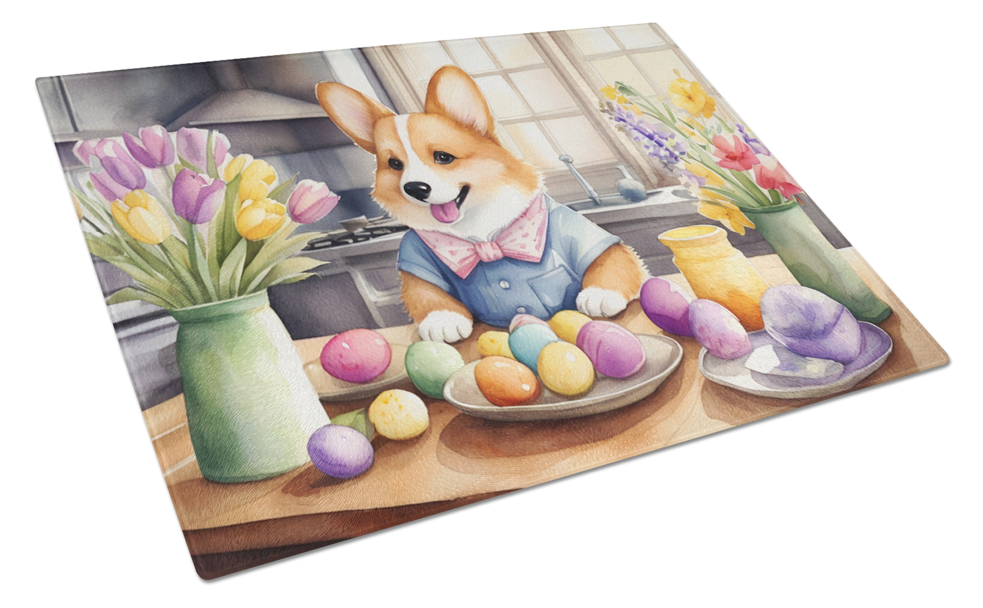 Decorating Easter Corgi Glass Cutting Board Caroline's Treasures