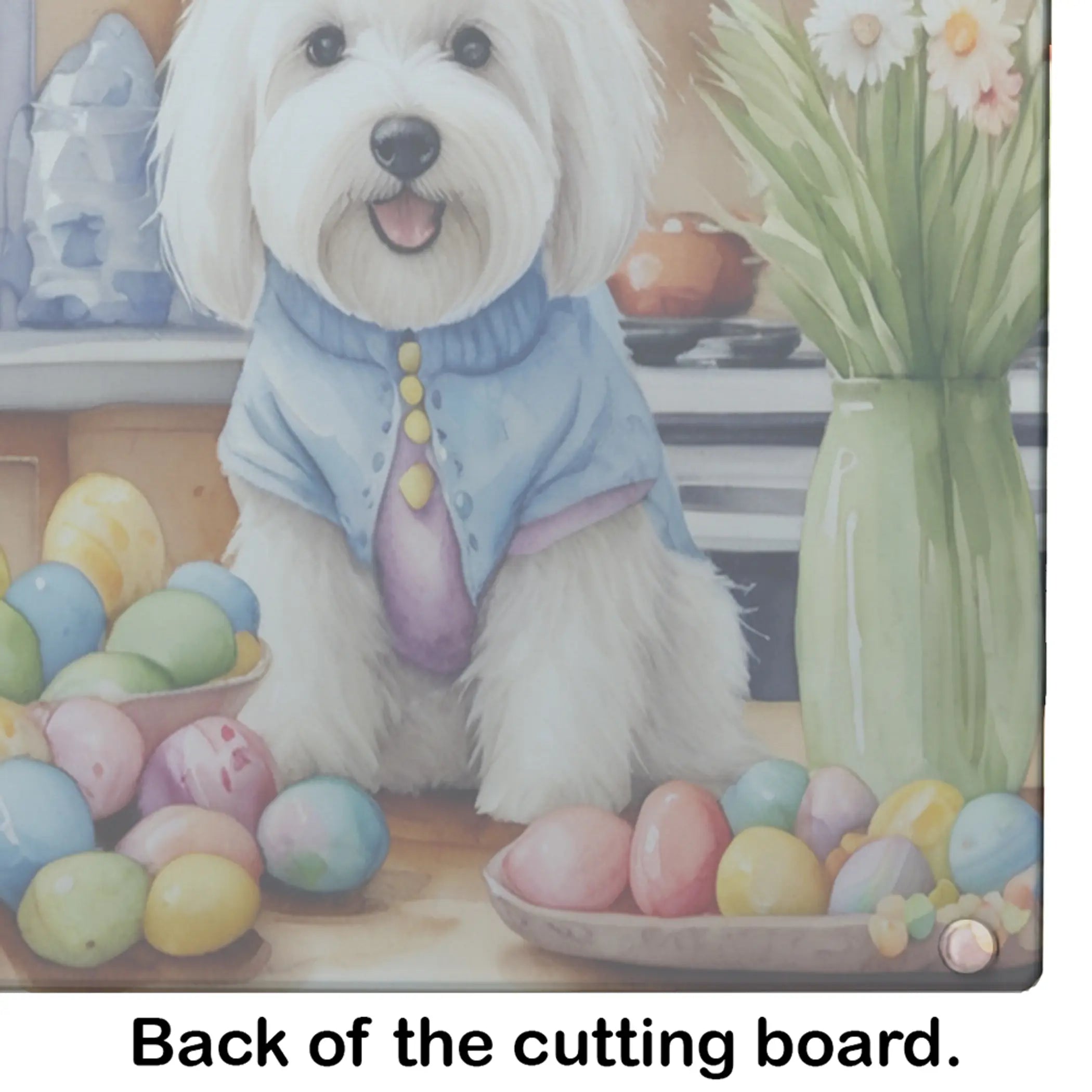 Decorating Easter Coton de Tulear Glass Cutting Board Caroline's Treasures
