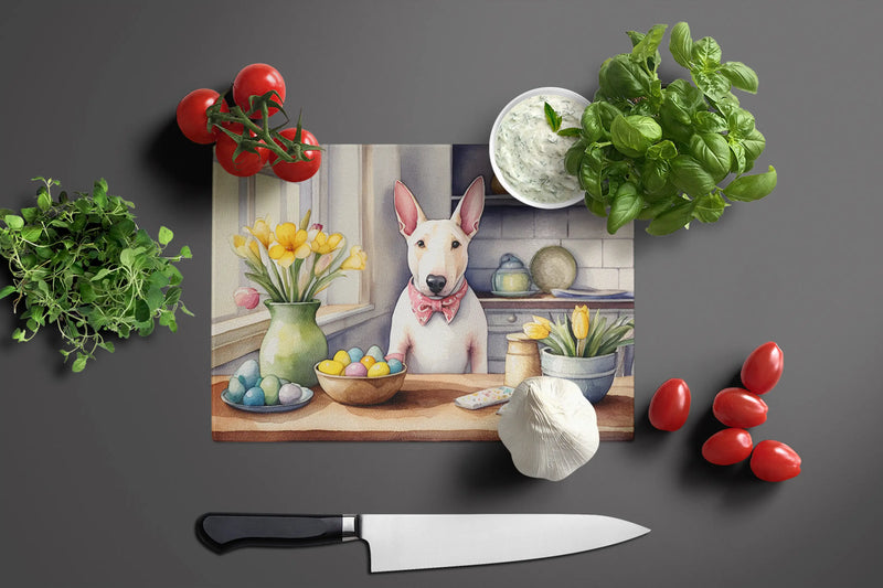 Decorating Easter English Bull Terrier Glass Cutting Board Caroline's Treasures