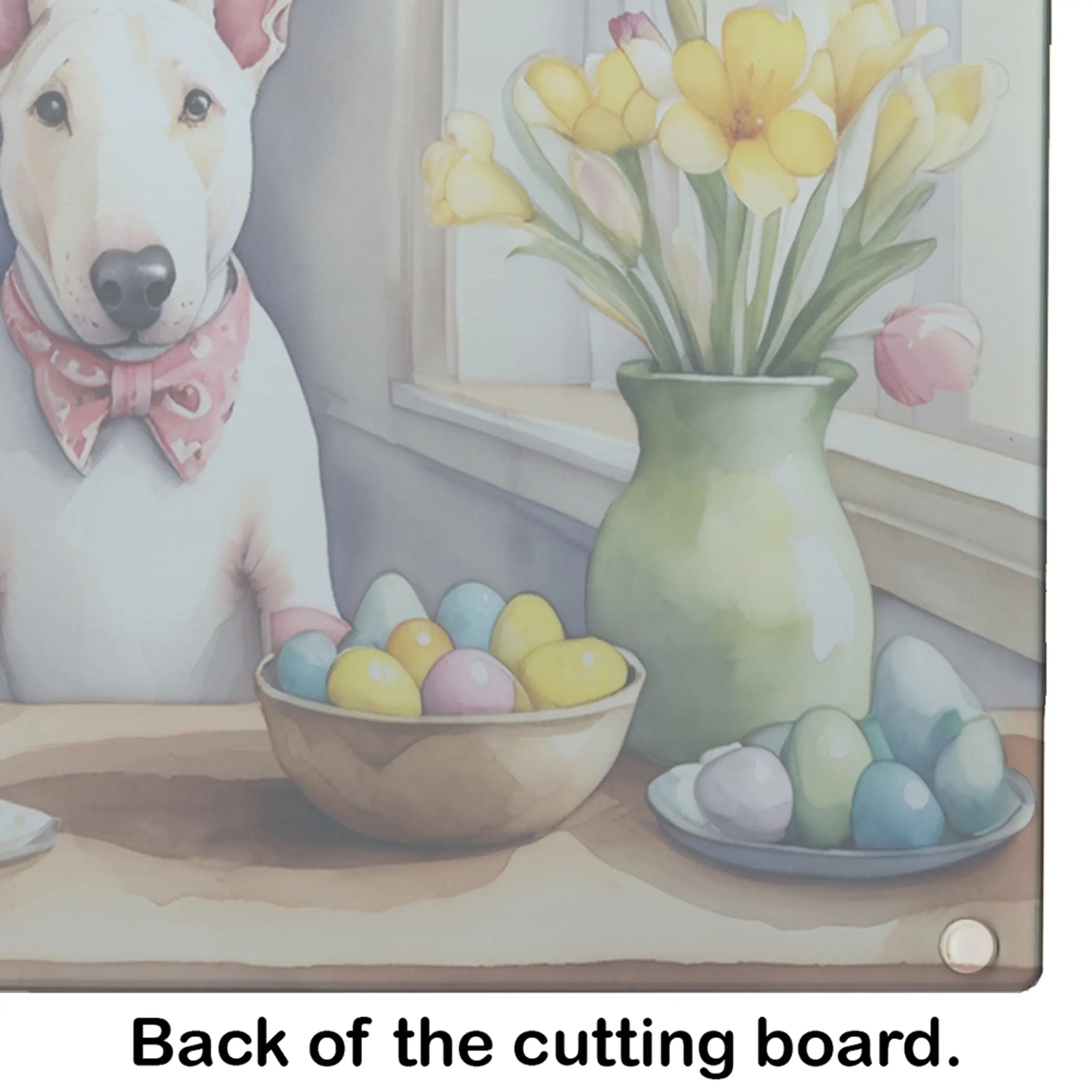 Decorating Easter English Bull Terrier Glass Cutting Board Caroline's Treasures