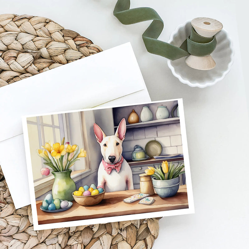 Decorating Easter English Bull Terrier Greeting Cards Pack of 8 Caroline's Treasures