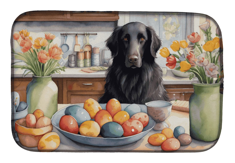 Decorating Easter Flat-Coated Retriever Dish Drying Mat Caroline's Treasures