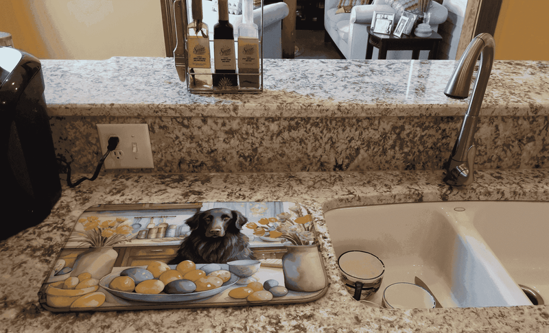 Decorating Easter Flat-Coated Retriever Dish Drying Mat Caroline's Treasures