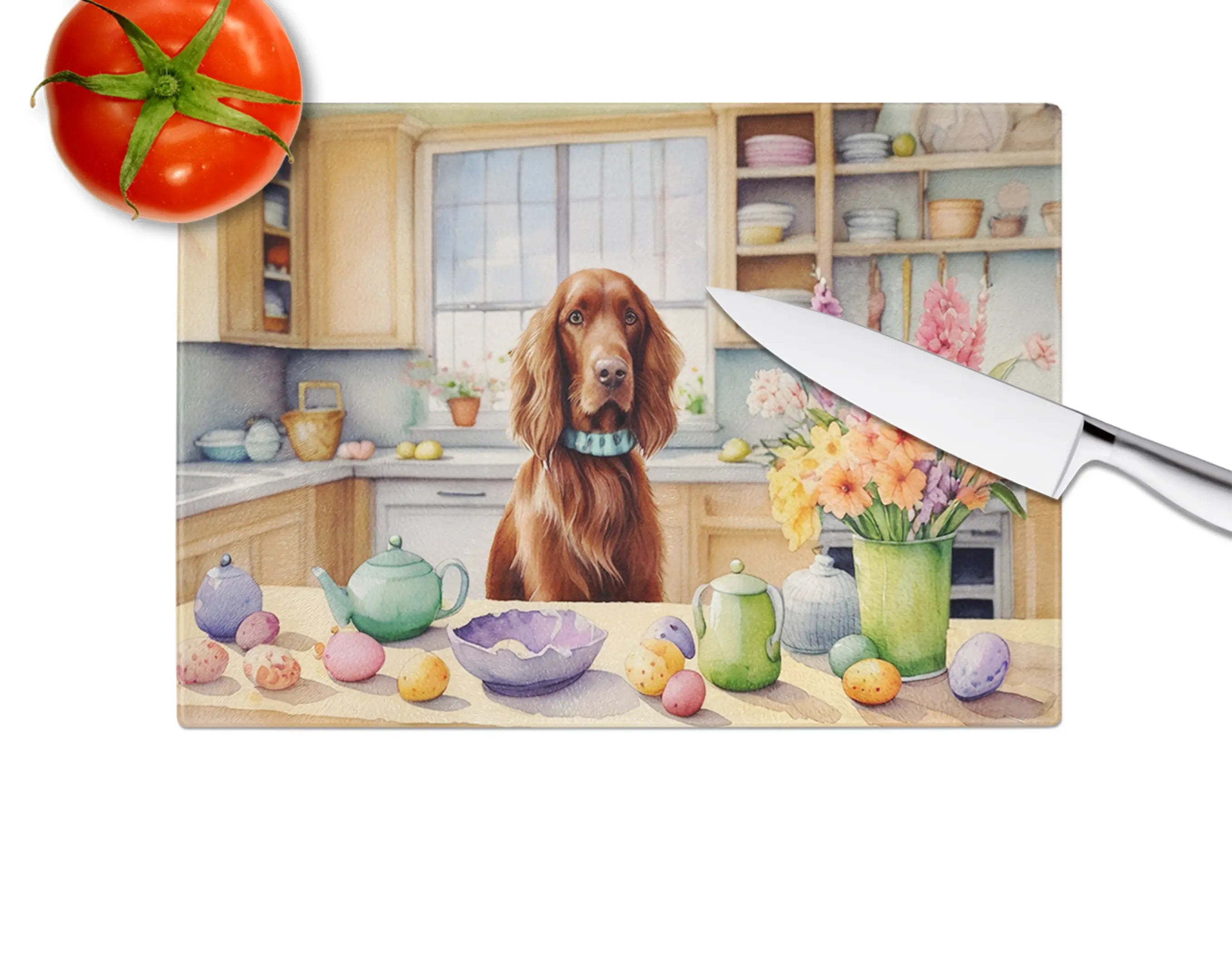 Decorating Easter Irish Setter Glass Cutting Board Caroline's Treasures