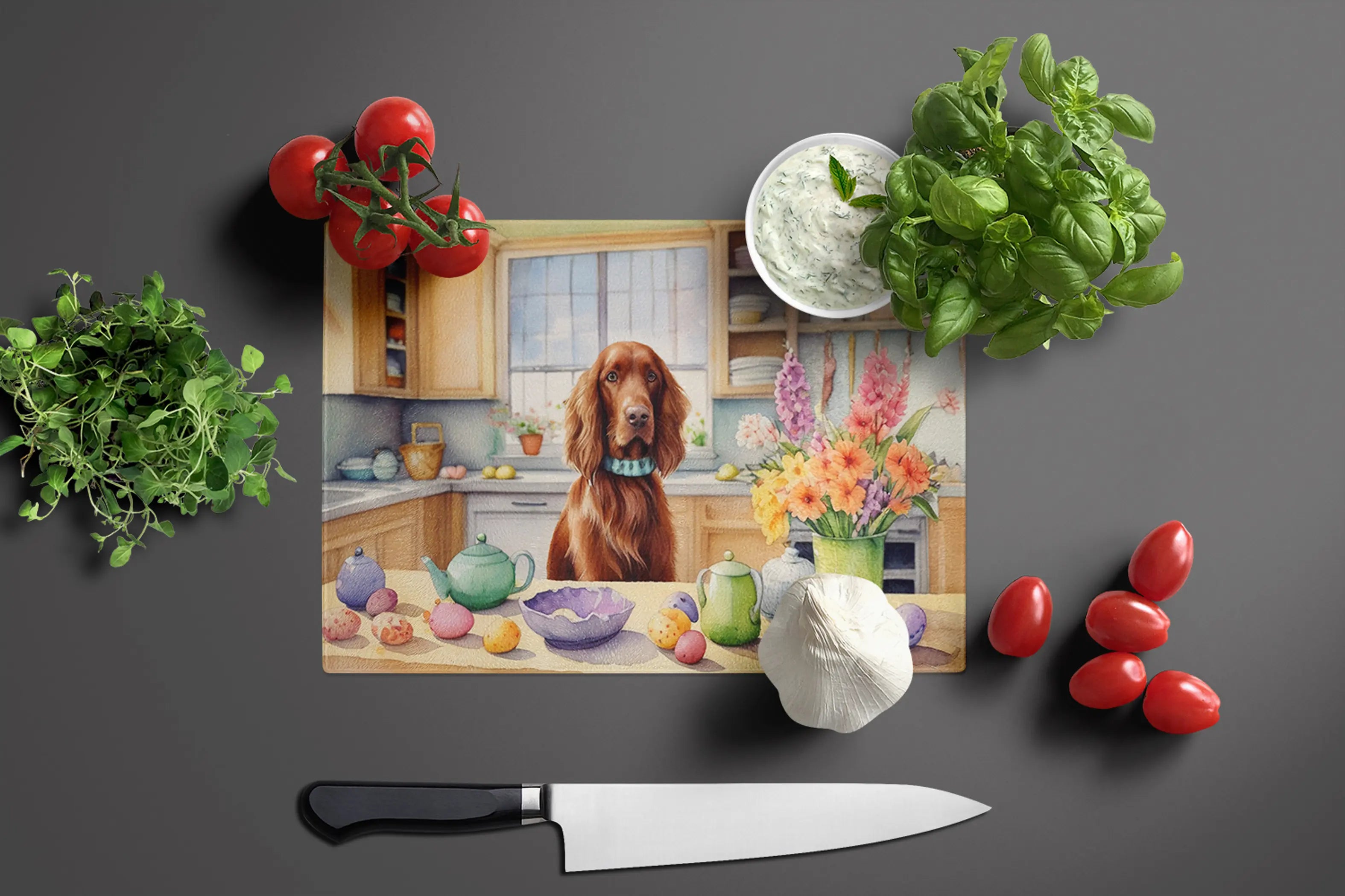 Decorating Easter Irish Setter Glass Cutting Board Caroline's Treasures