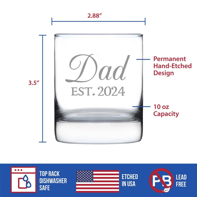 Decorative 2024 Dad Whiskey Rocks Glass - New Dad Gifts Bevvee