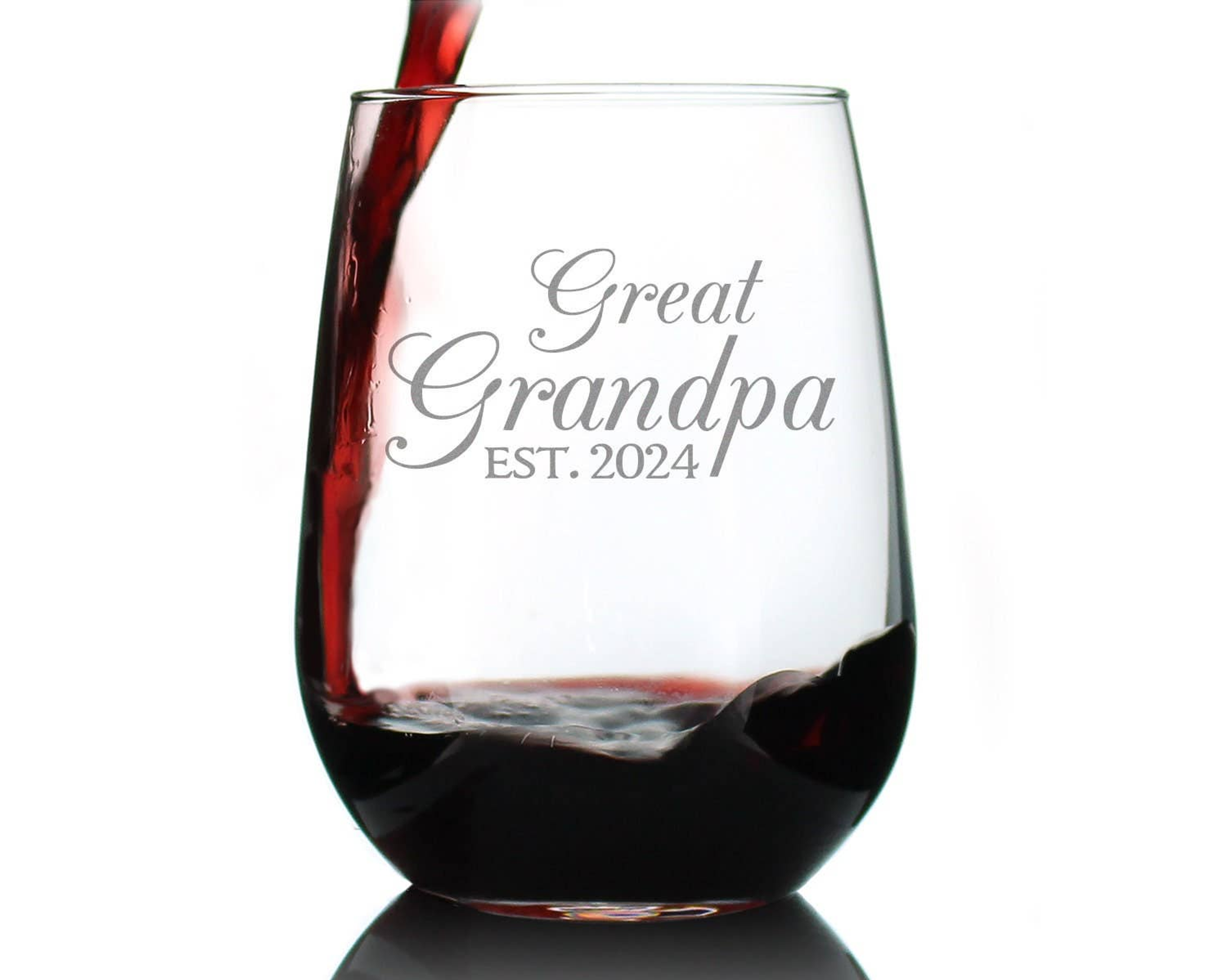 Decorative 2024 New Great Grandpa Stemless Wine Glass  Gifts Bevvee