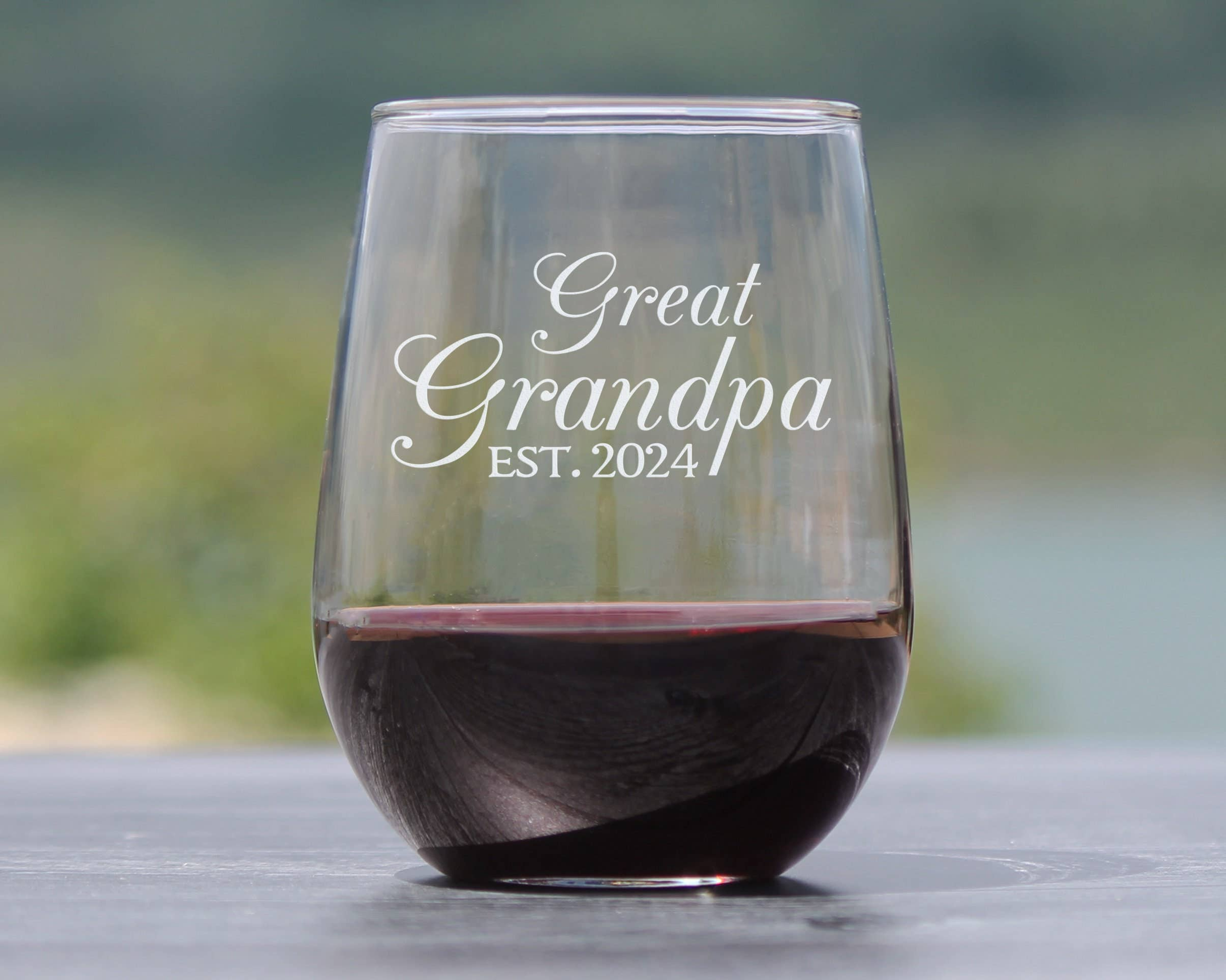 Decorative 2024 New Great Grandpa Stemless Wine Glass  Gifts Bevvee