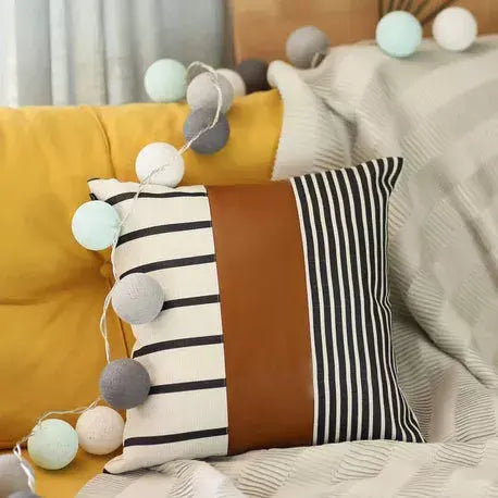 Decorative Vegan Faux Leather Throw Pillow Set of 2 MIKE & Co. NEW YORK