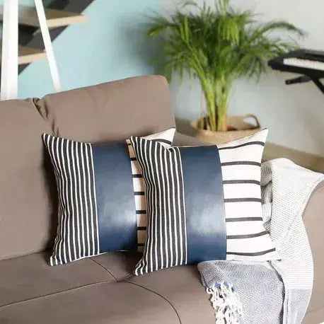 Decorative Vegan Faux Leather Throw Pillow Set of 2 MIKE & Co. NEW YORK