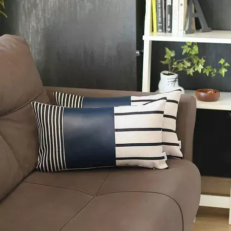 Decorative Vegan Faux Leather Throw Pillow Set of 2 MIKE & Co. NEW YORK