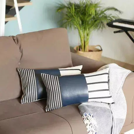 Decorative Vegan Faux Leather Throw Pillow Set of 2 MIKE & Co. NEW YORK