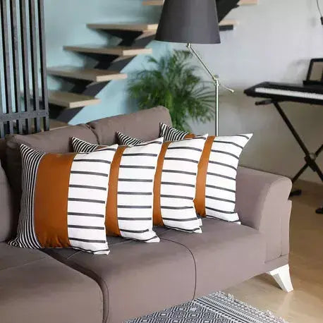 Decorative Vegan Faux Leather Throw Pillow Set of 4 MIKE & Co. NEW YORK