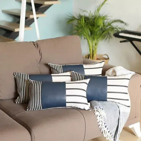 Decorative Vegan Faux Leather Throw Pillow Set of 4 MIKE & Co. NEW YORK
