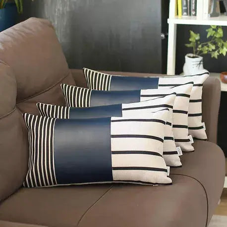 Decorative Vegan Faux Leather Throw Pillow Set of 4 MIKE & Co. NEW YORK