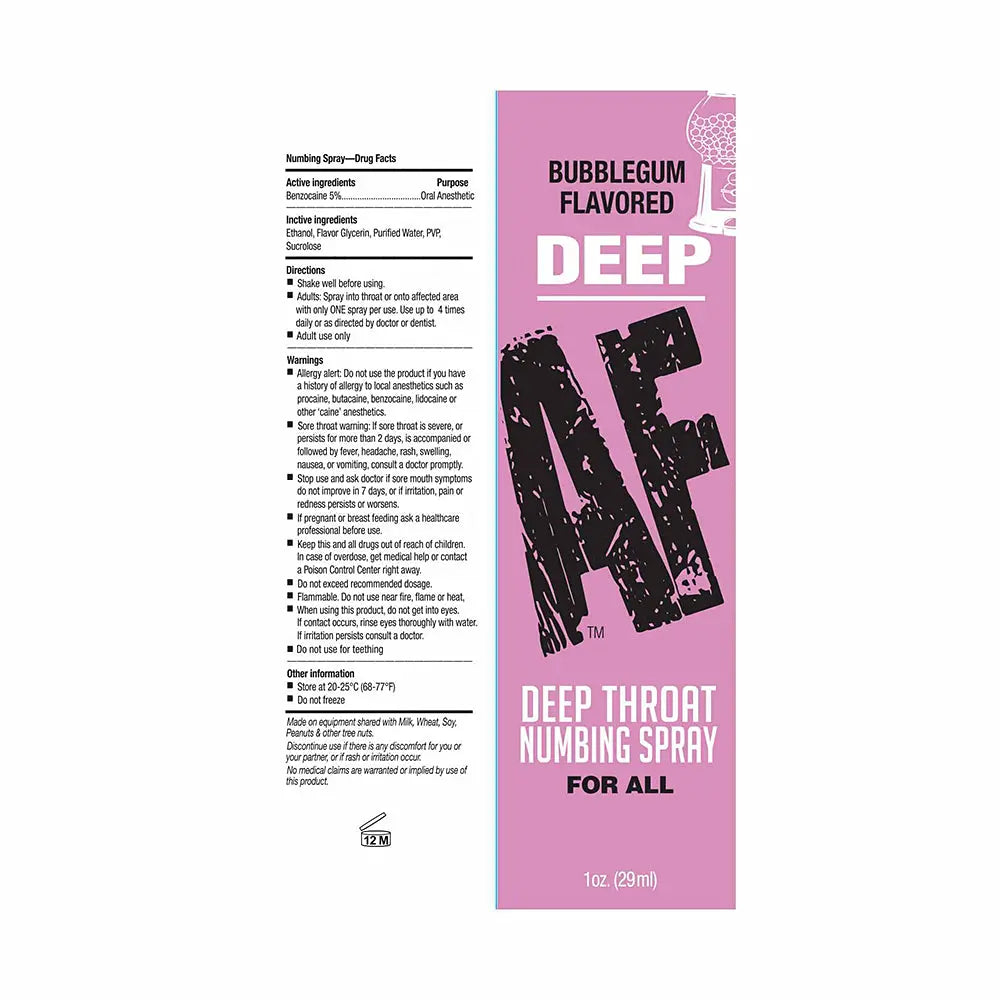 Deep AF Deep Throat Spray Bubblegum 1oz Little Genie