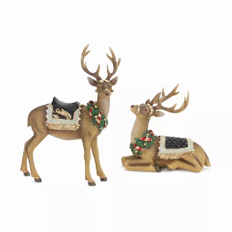 Deer (Set of 2) 10"L x 9.5"H, 11.5"L x 15.75"H Resin Melrose Intl.
