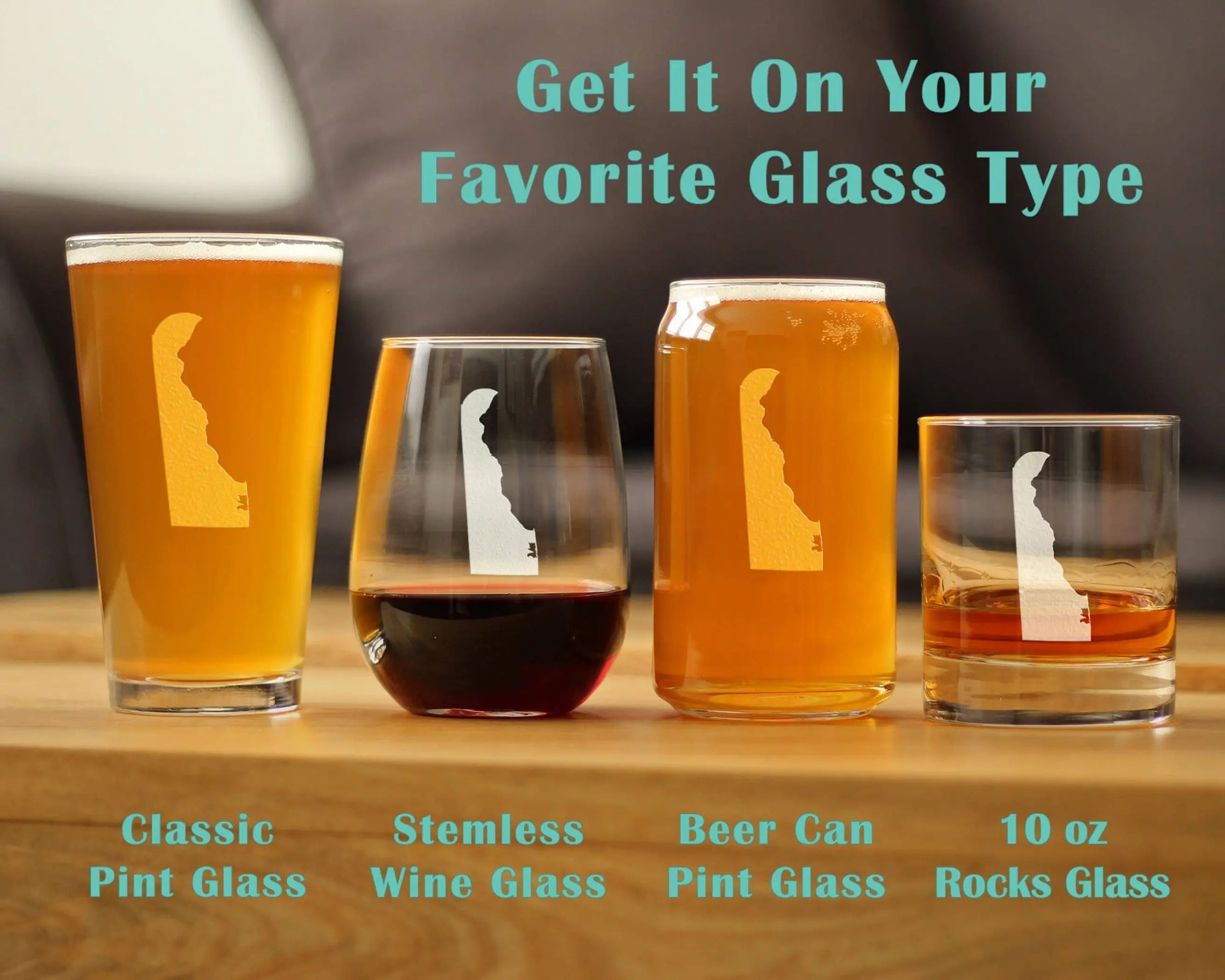 Delaware Outline Beer Can Pint Glass - Delawareans Gifts Bevvee