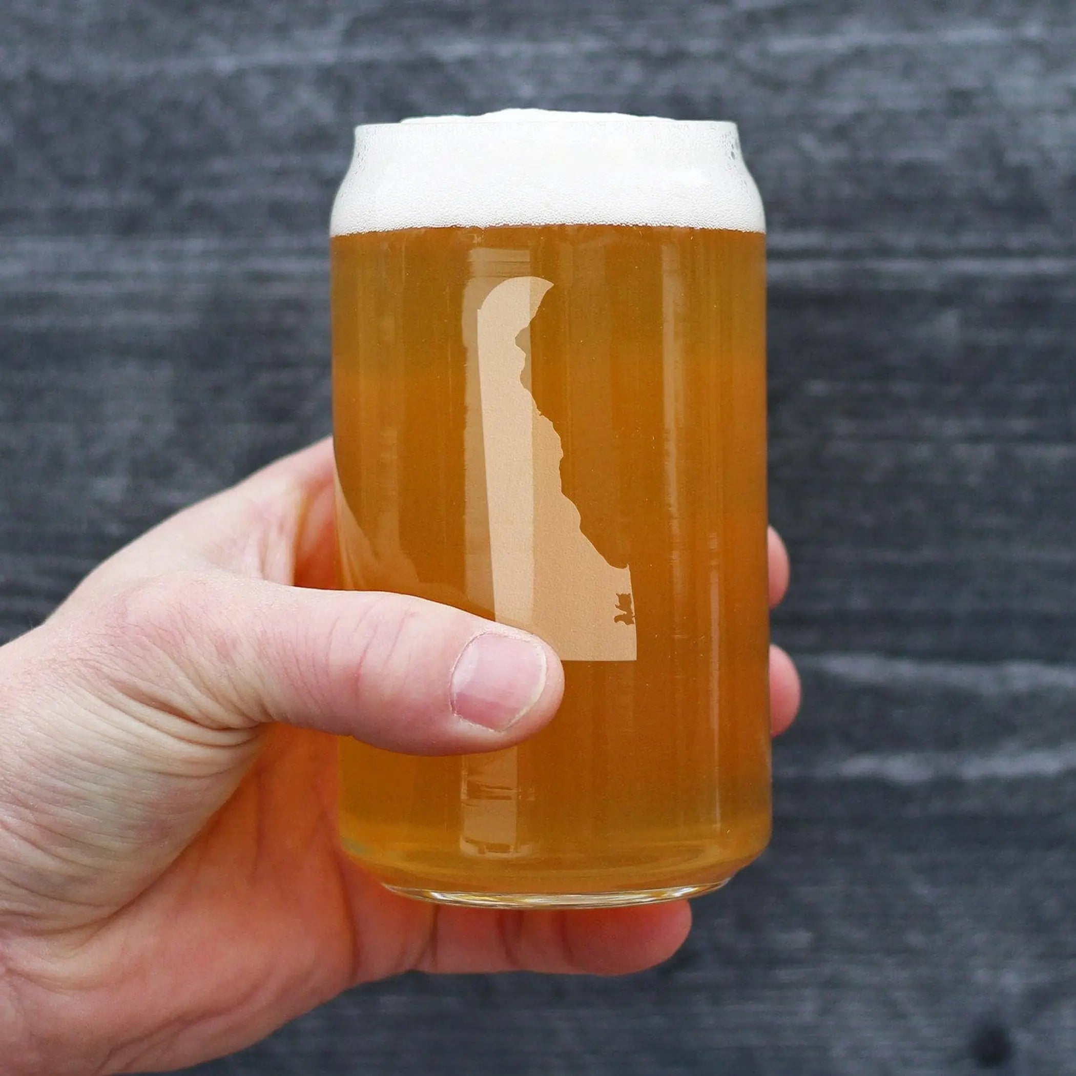 Delaware Outline Beer Can Pint Glass - Delawareans Gifts Bevvee