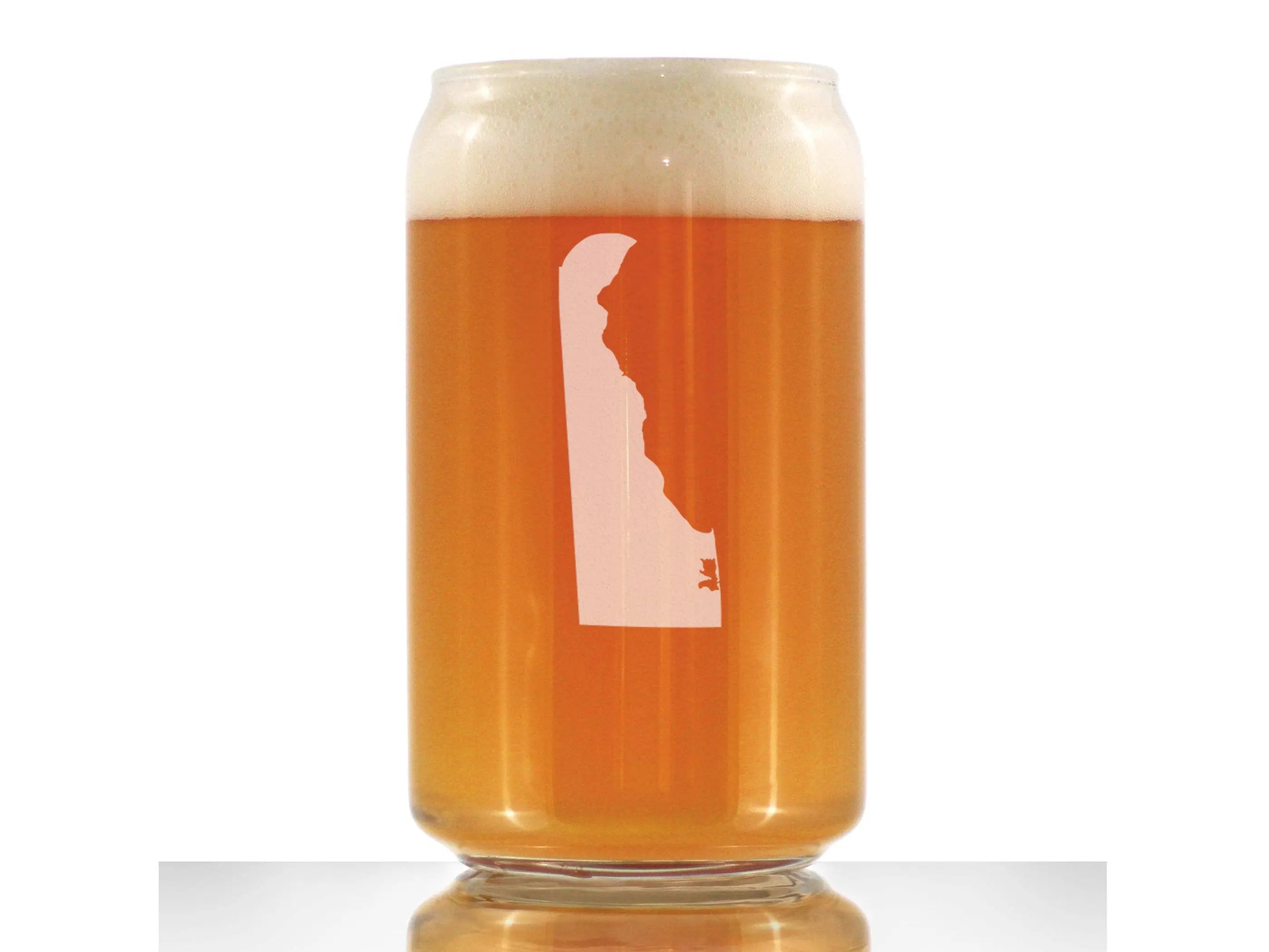 Delaware Outline Beer Can Pint Glass - Delawareans Gifts Bevvee