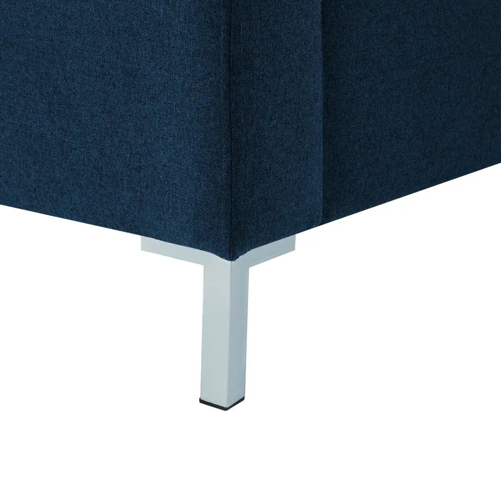 Denim Blue Solid Wood King Upholstered Linen Bed Homeroots Bed & Bath