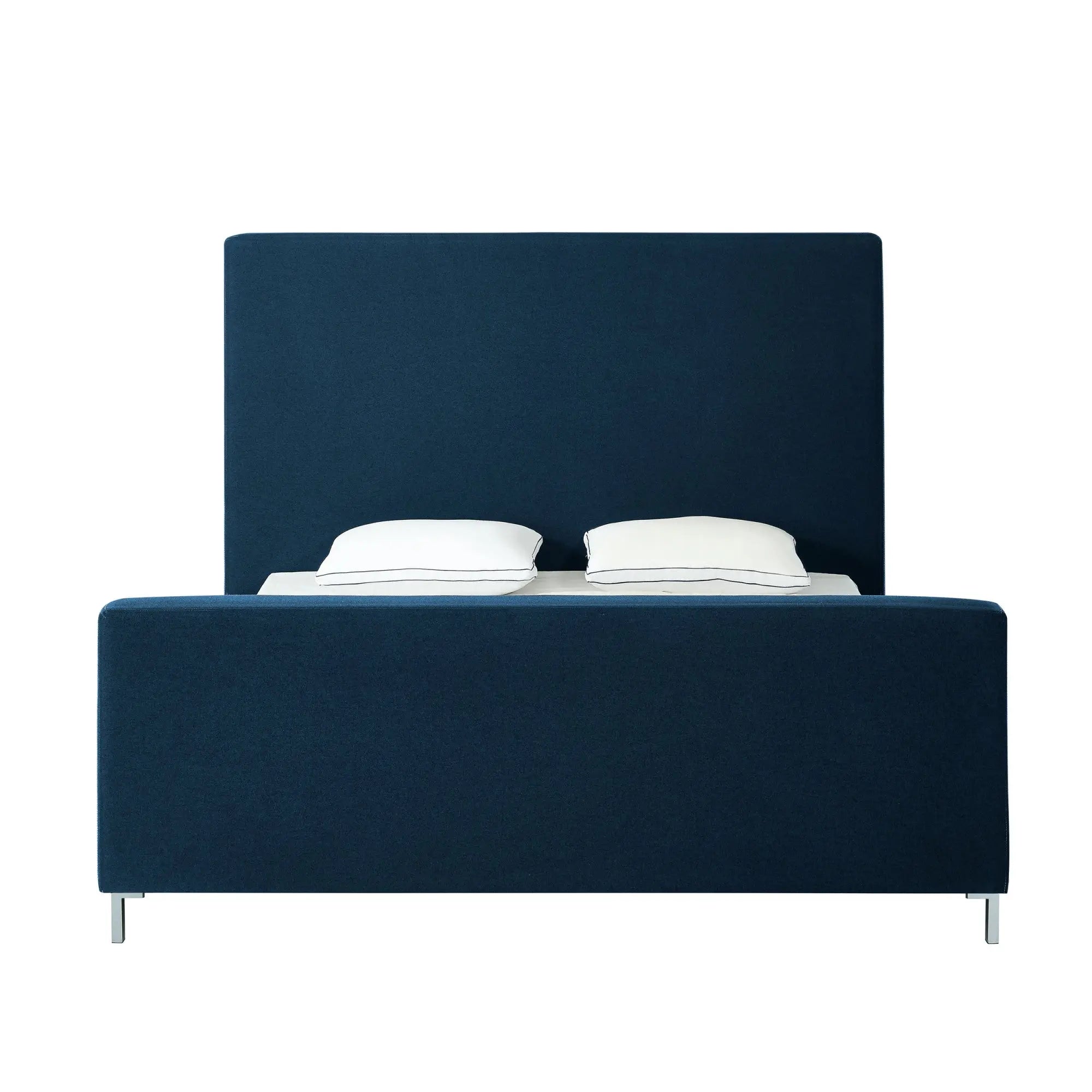 Denim Blue Solid Wood King Upholstered Linen Bed Homeroots Bed & Bath