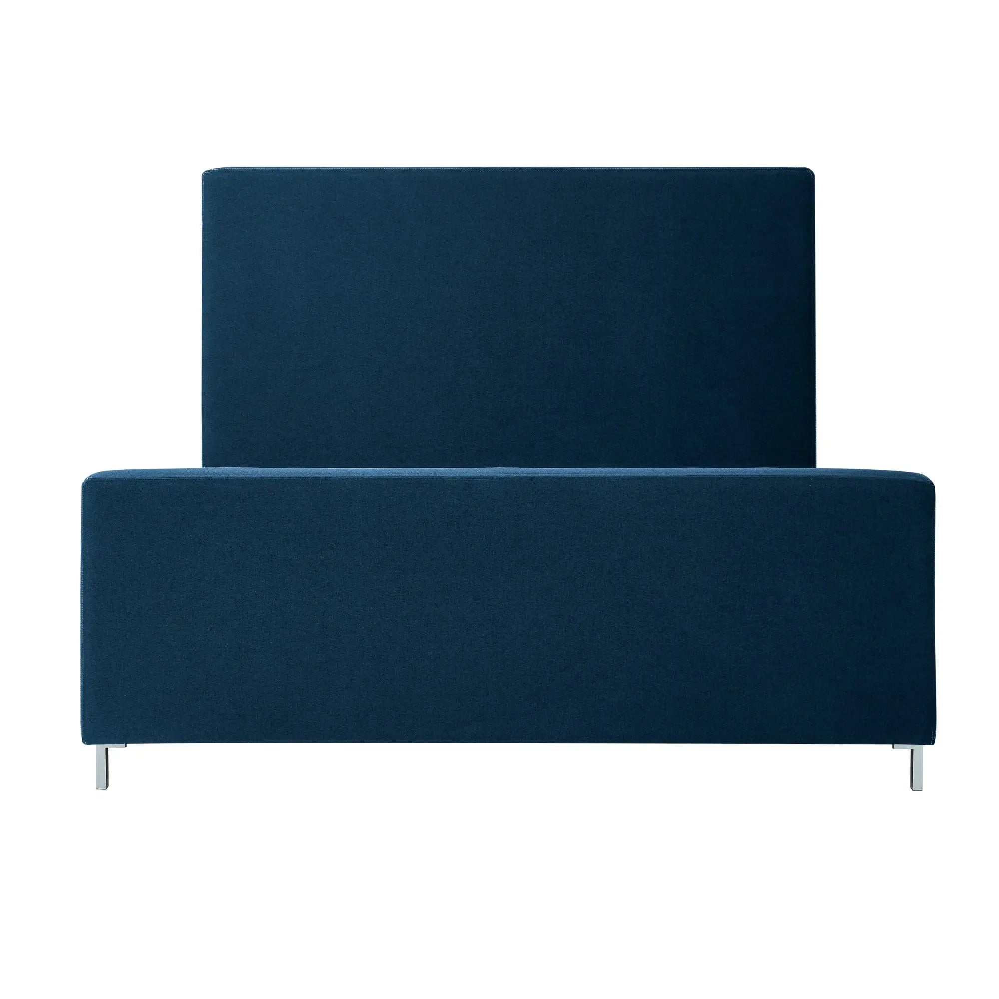 Denim Blue Solid Wood King Upholstered Linen Bed Homeroots Bed & Bath