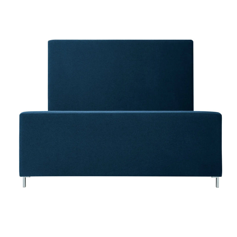Denim Blue Solid Wood King Upholstered Linen Bed Homeroots Bed & Bath