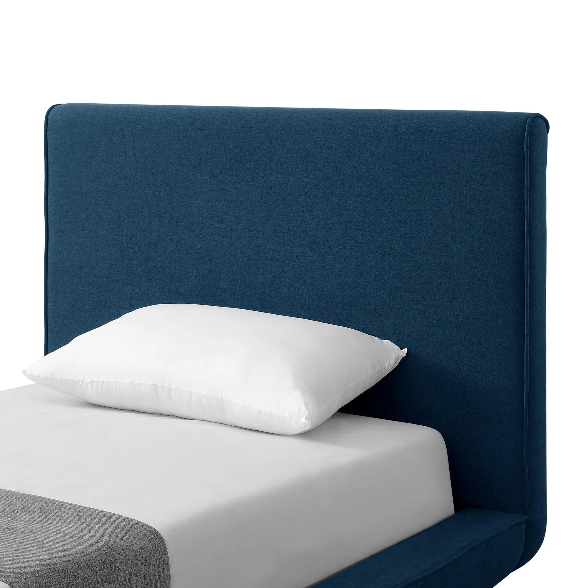Denim Blue Solid Wood Twin Upholstered Linen Bed Homeroots Bed & Bath