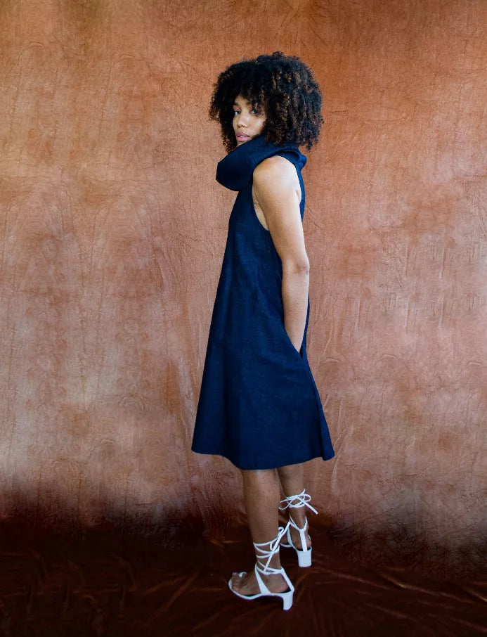 Denim Cowl Neck Dress Besida