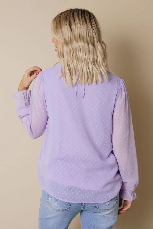 Denna Swiss Dot Long Sleeve Top Stay Warm in Style