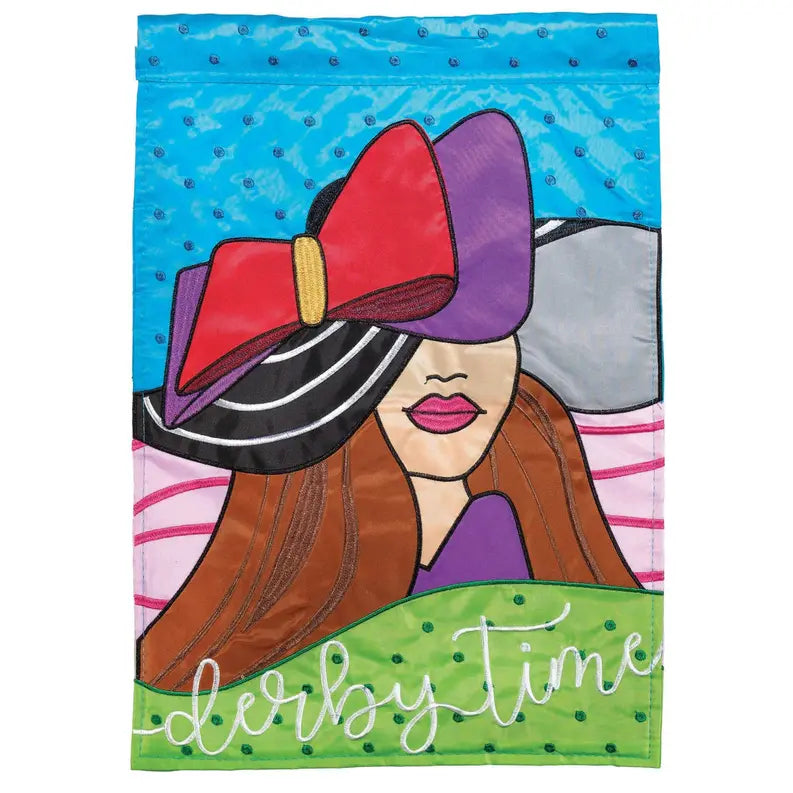 Derby Time Girl Hat Bow Applique Garden Flag Dicksons Inc
