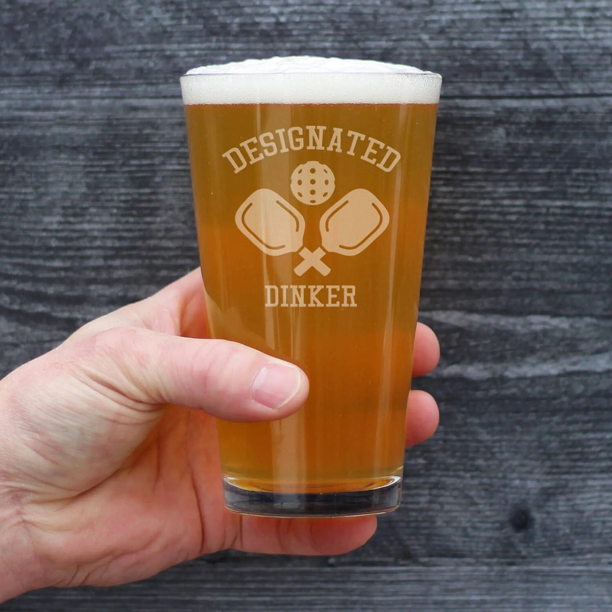 Designated Dinker Pint Glass for Beer - Pickleball Gifts Bevvee