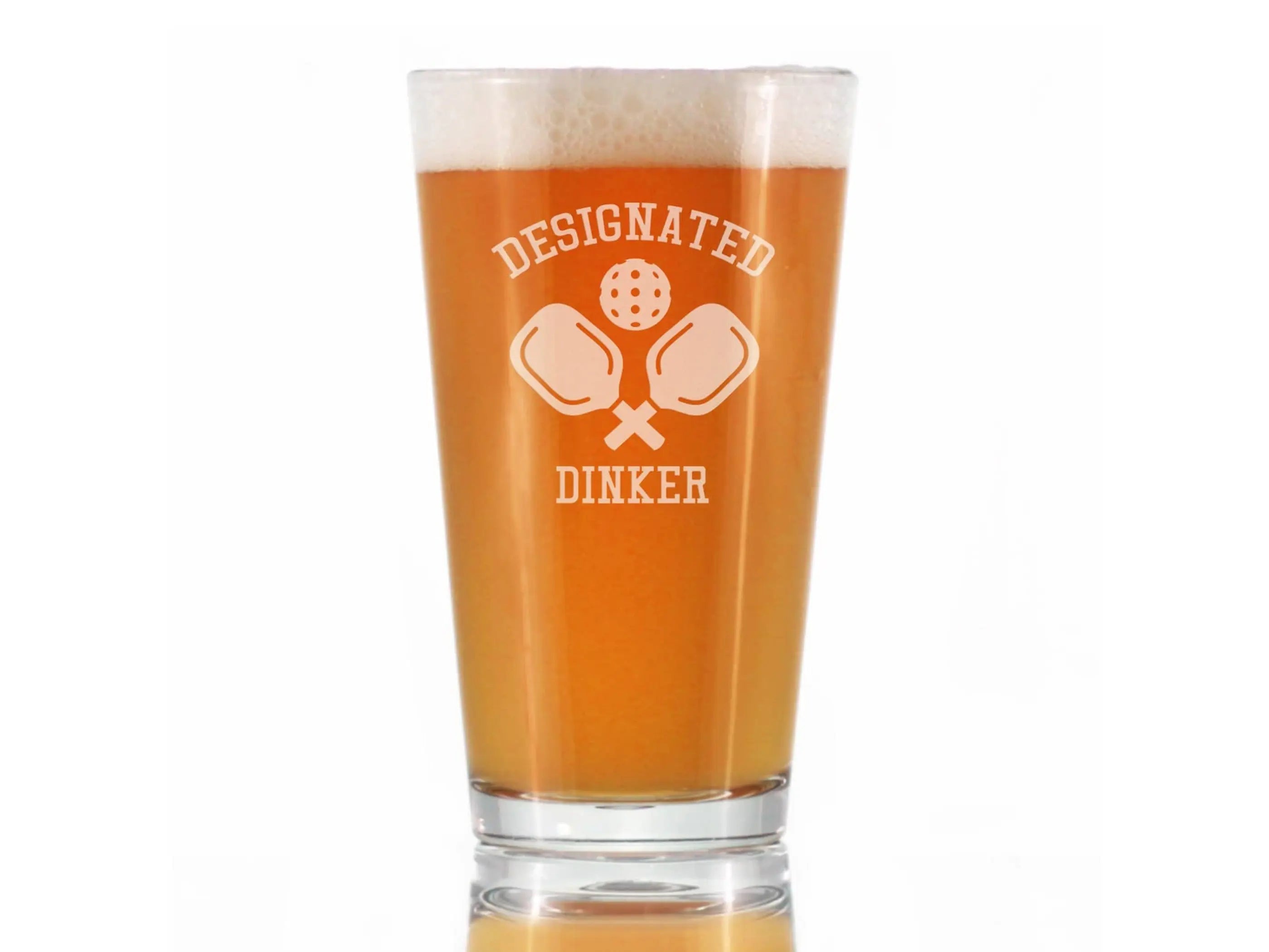 Designated Dinker Pint Glass for Beer - Pickleball Gifts Bevvee