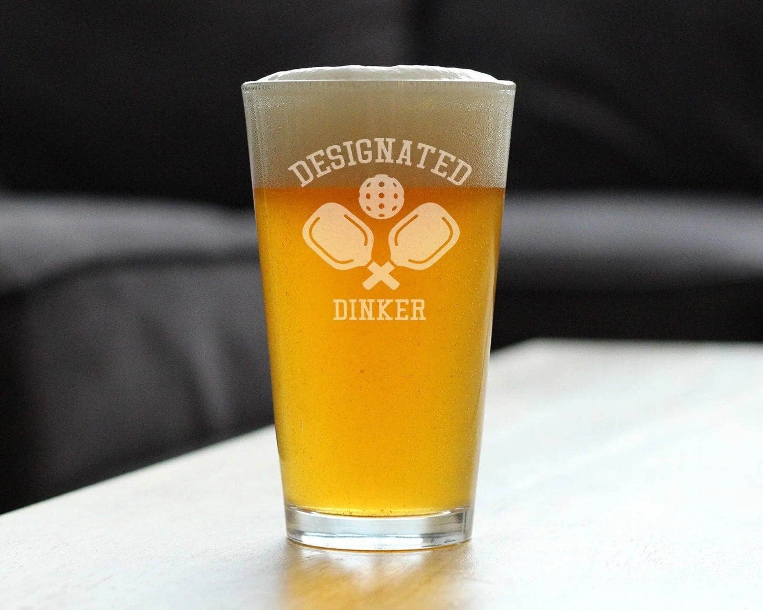 Designated Dinker Pint Glass for Beer - Pickleball Gifts Bevvee